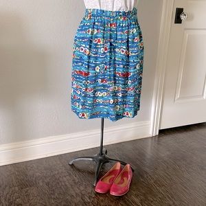 ANNE CRIMMINS UMI COLLECTIONS | 100% Silk Watercolor Print Skirt | 80s Gorg! | 6